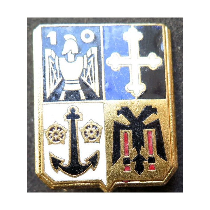 10° RG : insigne du 10° régiment du génie fabrication Drago G. 461 en émail