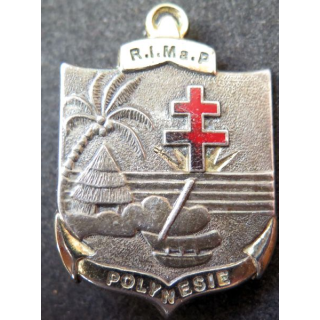 RIMAP : insigne métallique du régiment d'infanterie de marine en Polynésie de fabrication Bessin et Salson G. 2900