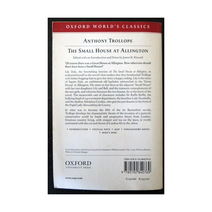 The Small House at Allington de Anthony Trollope aux Editions Oxford University Press