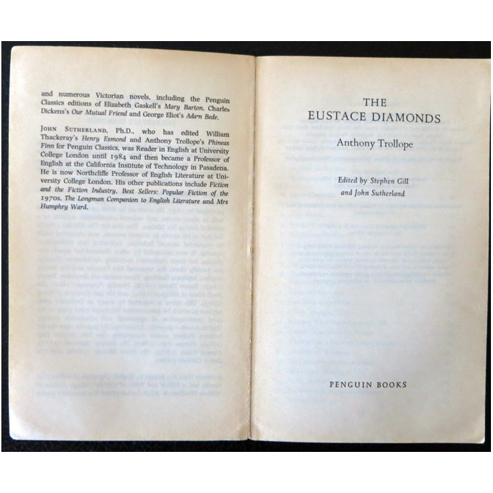 The eustace Diamonds de Anthony Trollope aux Editions Penguin Books