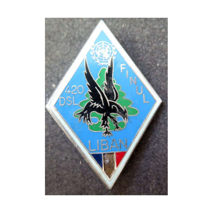 420° DSL : Insigne métallique du 420° détachement de soutien logistique de fabrication Delsart Sens G. 2676