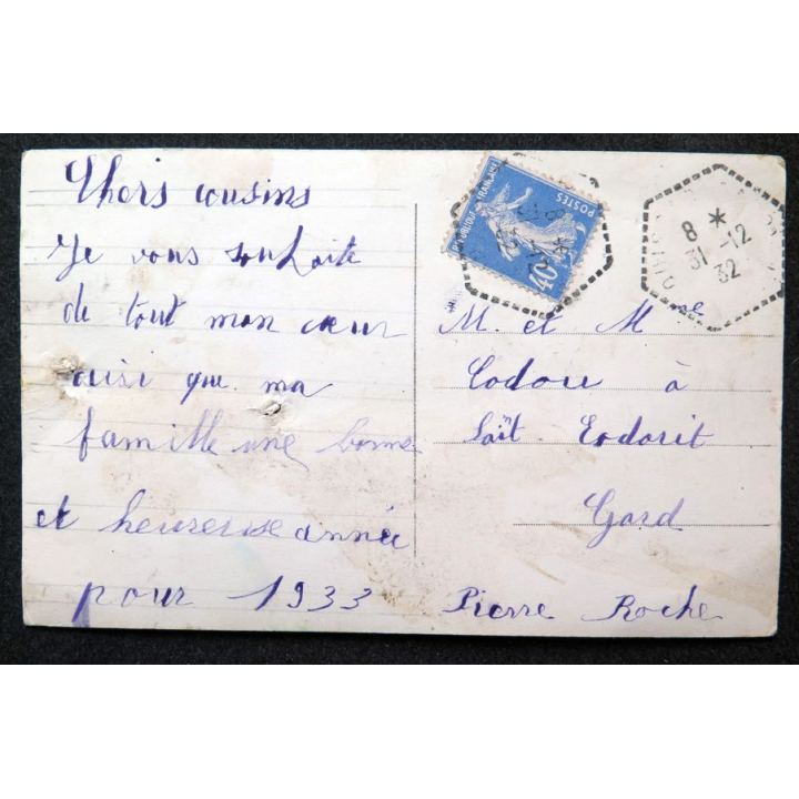 Carte postale de Bonne année 1932 timbrée
