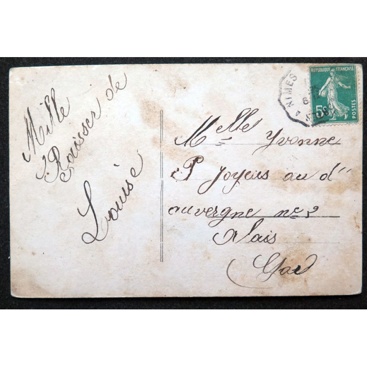 Carte postale Affection Sincère timbrée déchirée en surface