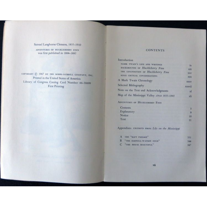 Adventures of Huckleberry Finn de Mark Twain aux Editions The Bobbs-Merrill compagny inc. (1967)