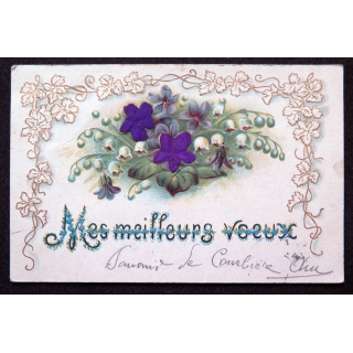 Carte postale mes Meilleurs voeux 1906 Timbrée
