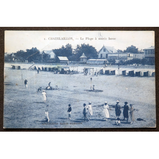 Carte postale Chatelaillon n° 1 La plage à marée basse 1927