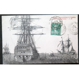 Carte postale Fouras embarquement de Napoléon sur le Bellephoron