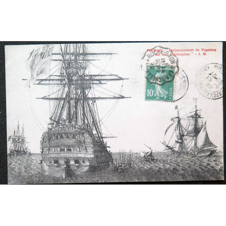 Carte postale Fouras embarquement de Napoléon sur le Bellephoron