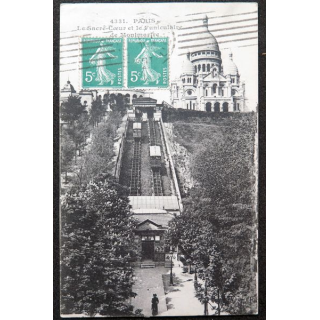 Carte postale Paris n° 4331 Le sacré Coeur et le funiculaire de Montmartre 1917 timbrée