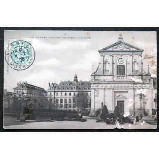 Carte postale Vannes n° 2352 Le Collège Jules Simon La Chapelle 1906 timbrée (défauts)