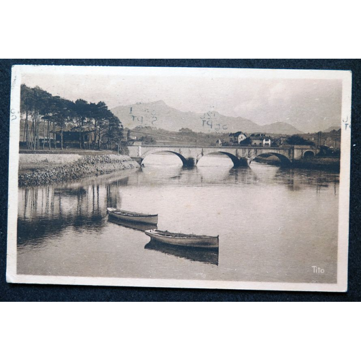 Carte postale Saint Jean de Luz Le Pont du Chemin de Fer et la Rhûne timbrée 1936 