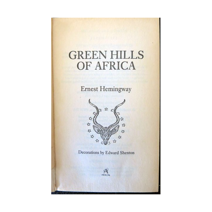 Green Hills of Africa de Ernest Hemingway, Arrow Editions