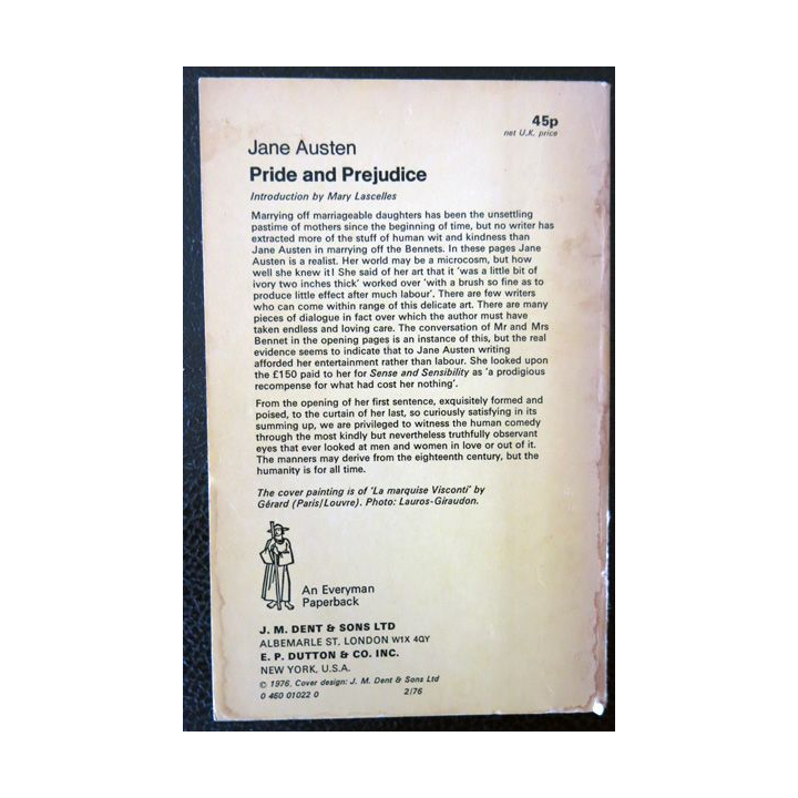 Pride and Prejudice de Jane Austen aux Editions Everyman's Library London