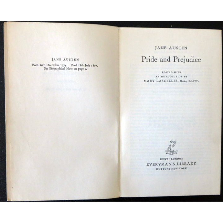 Pride and Prejudice de Jane Austen aux Editions Everyman's Library London