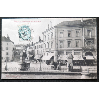 Carte postale Epinal Les Hôtels et Rue de la Gare