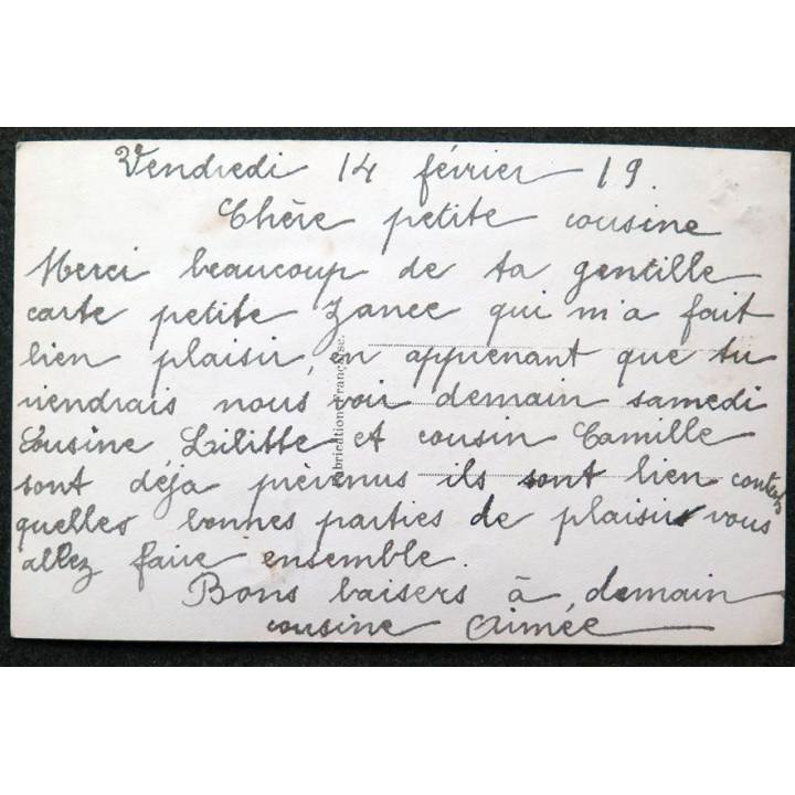Carte postale de Voeux 1919