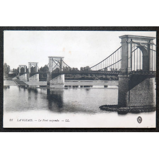 Carte postale Langeais n° 22 Le pont suspendu 1915