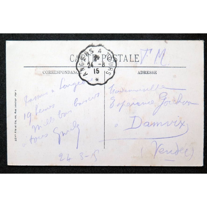Carte postale Langeais n° 22 Le pont suspendu 1915