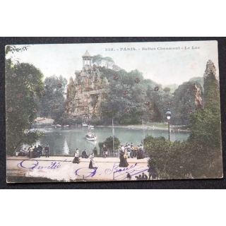 Carte postale Paris n° 338 Buttes Chaumont Le lac 1904 timbrée