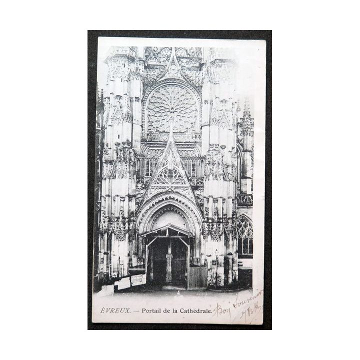 Carte postale Evreux Portail de la Cathédrale 1904 timbrée