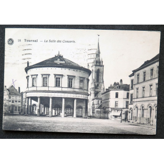 Carte postale Tournai n° 18 La salle des Concerts timbrée