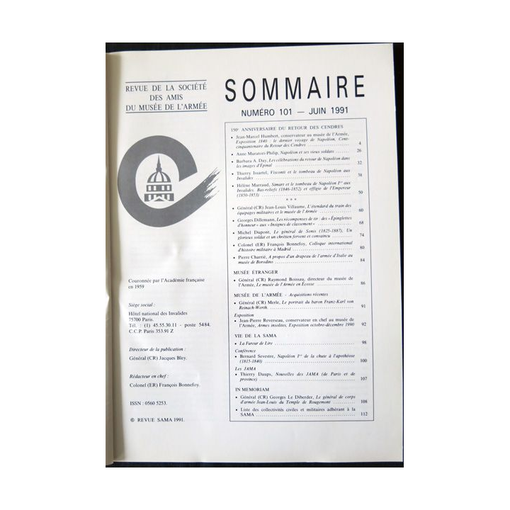 Revue de la société des amis du Musée de l'Armée N° 101 - juin 1991