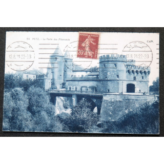 Carte postale Metz n° 64 La Porte des Allemands 1921 timbrée