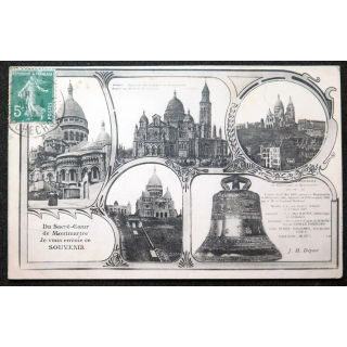 Carte postale Sacré Coeur de Montmartre 1914 timbrée