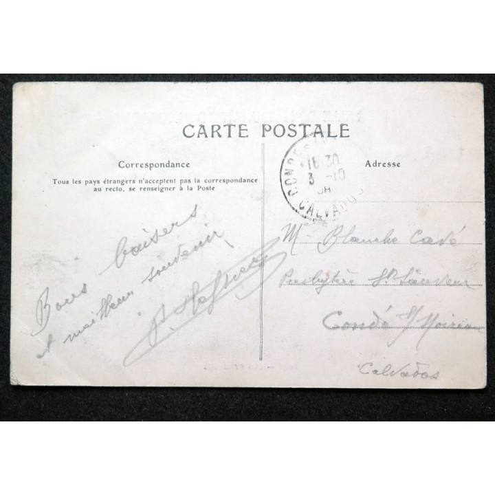 Carte postale Les Pyrénées n° 2653 Mille bons souhaits de Lourdes 1908 timbrée