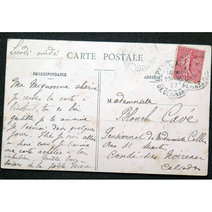 Carte postale Paris n° 326 La basilique du Carré Coeur sur la Butte Montmartre 1907 timbrée