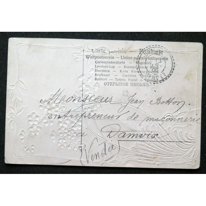 Carte postale de souhaits sincères 1906 timbrée 