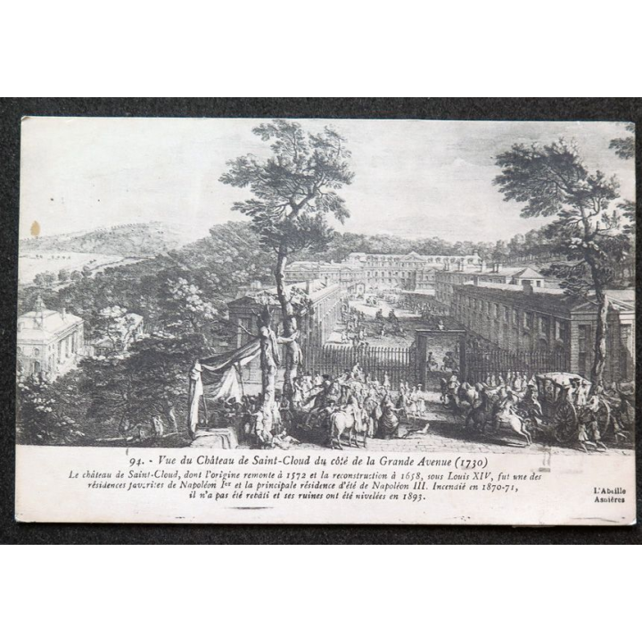 Carte postale n° 94 Vue du château de Saint Cloud 1916 timbrée