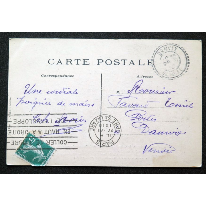 Carte postale n° 94 Vue du château de Saint Cloud 1916 timbrée