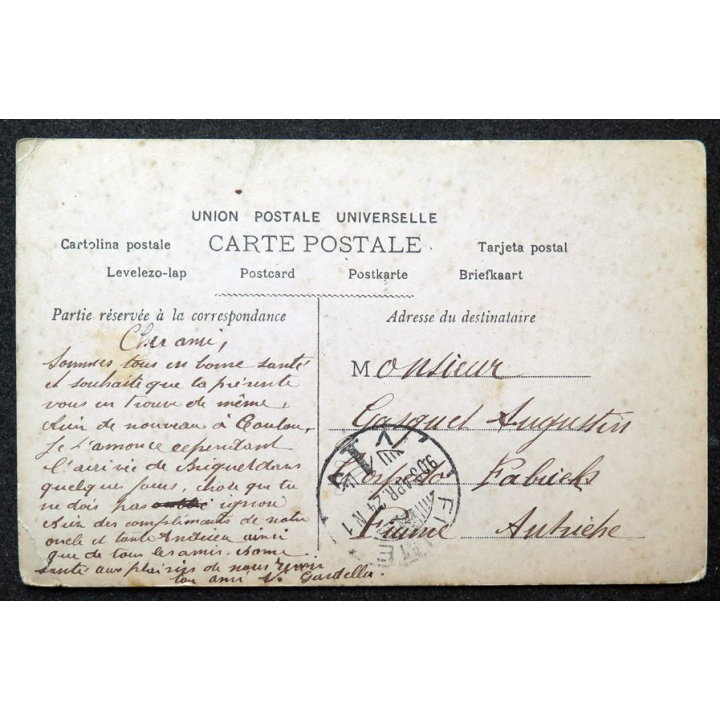 Carte postale Pâques heureuses 1908 timbrée 