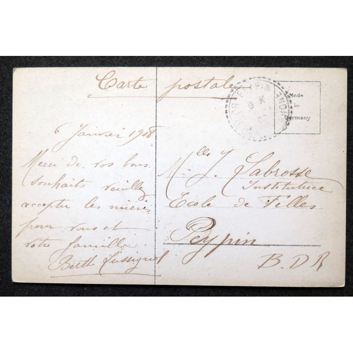 Carte postale allemande 1908 timbrée