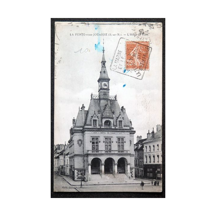Carte postale La Ferme sous Jouarre l'Hôtel de ville 1929 timbrée 