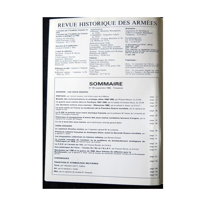 Revue historique des armées - N° 180 - septembre 1990
