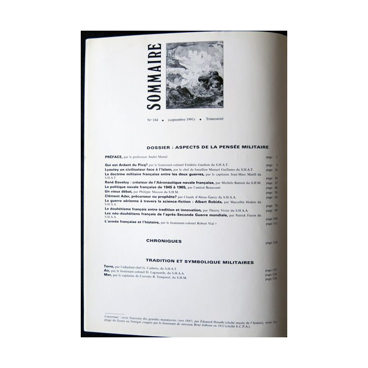 Revue historique des armées - N° 184 - septembre 1991