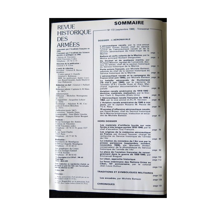 Revue historique des armées - N° 172 - septembre 1988