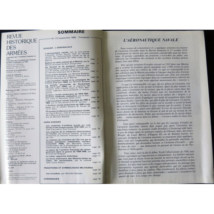 Revue historique des armées - N° 172 - septembre 1988