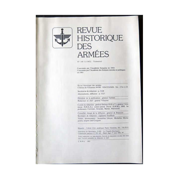 Revue historique des armées - N° 146 - janvier 1982