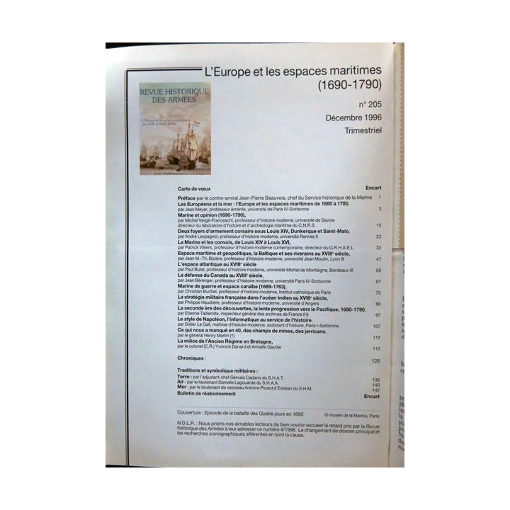 Revue historique des armées - N° 205 - décembre 1996