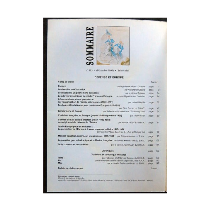 Revue historique des armées - N° 193 - décembre 1993