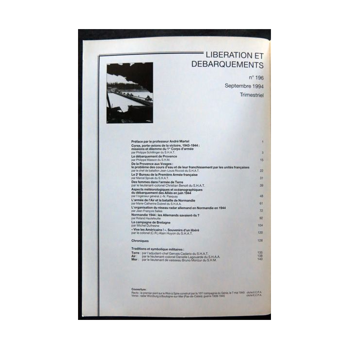 Revue historique des armées - N° 196 - septembre 1994