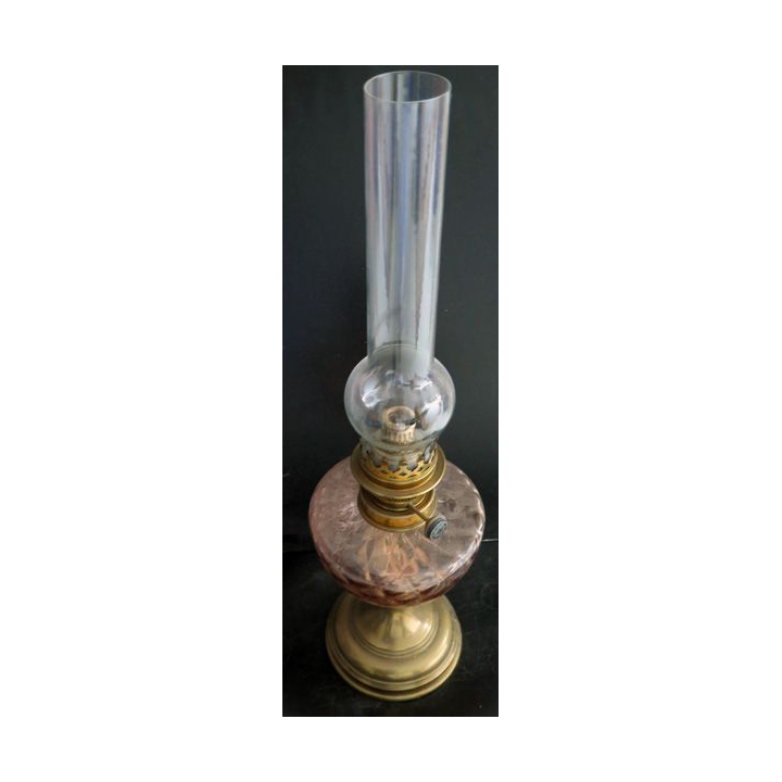 Lampe à pétrole ancienne hauteur 52 cm base 12,8  cm de diamètre