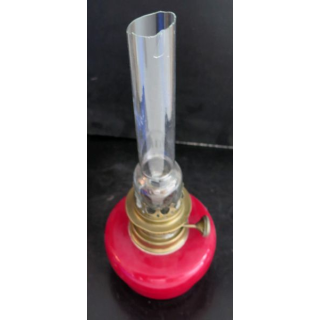 Lampe à pétrole ancienne hauteur 33 cm base 12 cm de diamètre en céramique rouge