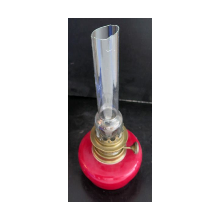 Lampe à pétrole ancienne hauteur 33 cm base 12 cm de diamètre en céramique rouge