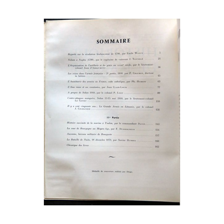 Revue historique de l'armée - 18° année N°4 - novembre 1962 - insigne  Drago sur la couverture