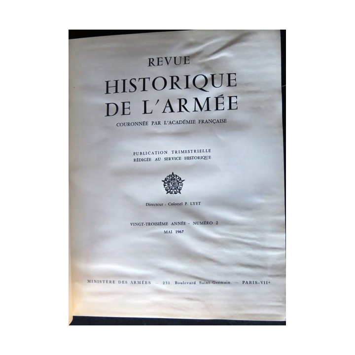 Revue historique de l'armée - 23° année N°2 - mai 1967 - insigne  Drago métal sur la couverture