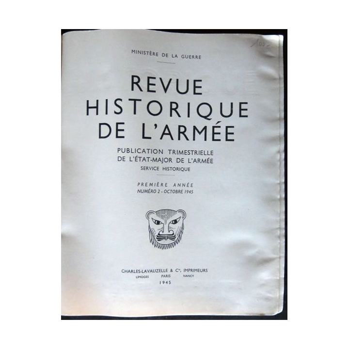 Revue historique de l'armée - 1° année N°2 - octobre 1945 avec cartes pliées à l'intérieur